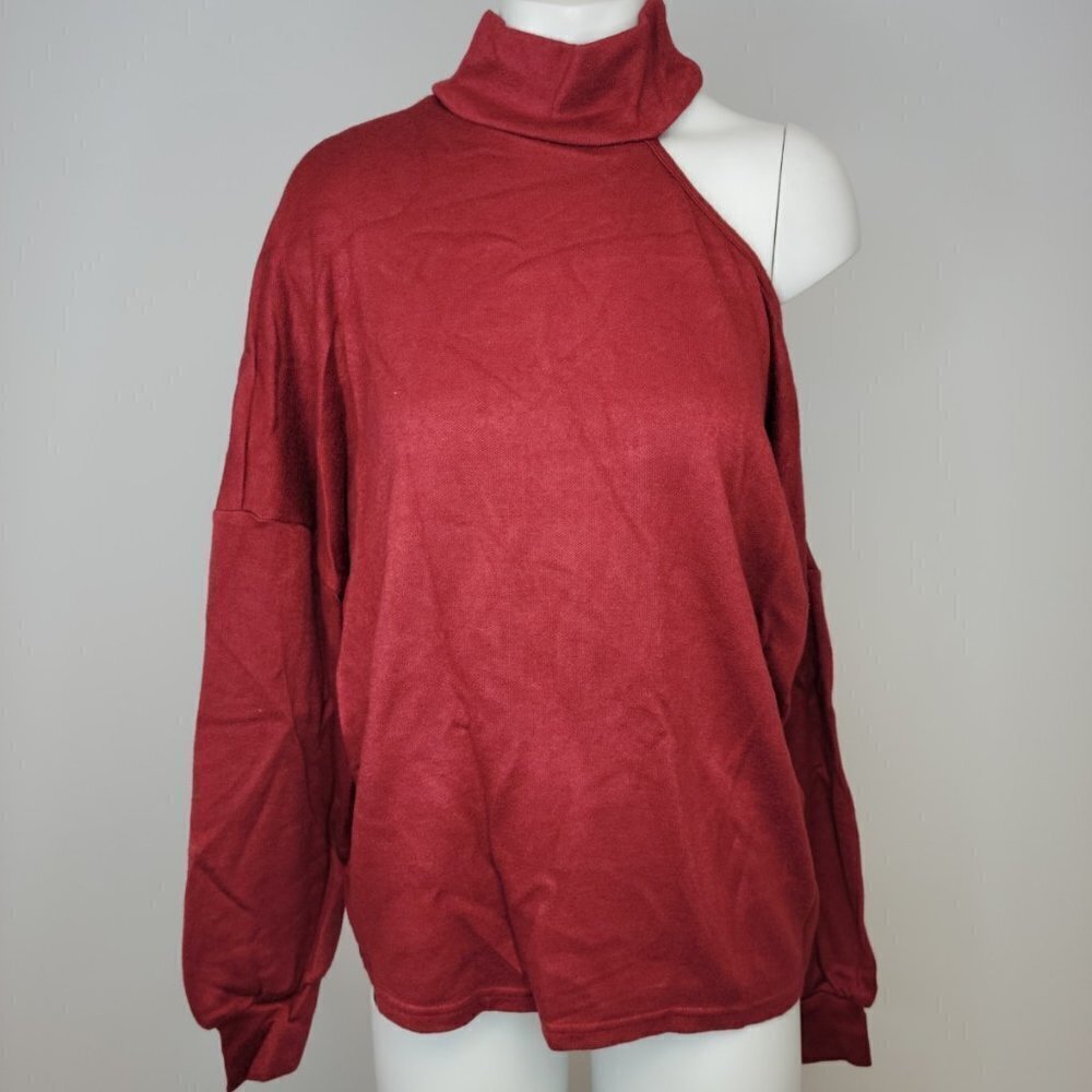 SHEIN Mock  Neck Open Shoulder Sweater